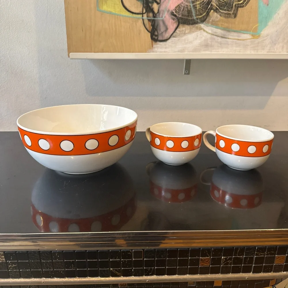 Jonathan Adler MOD DOT Orange White Porcelain HAPPY HOME Collection